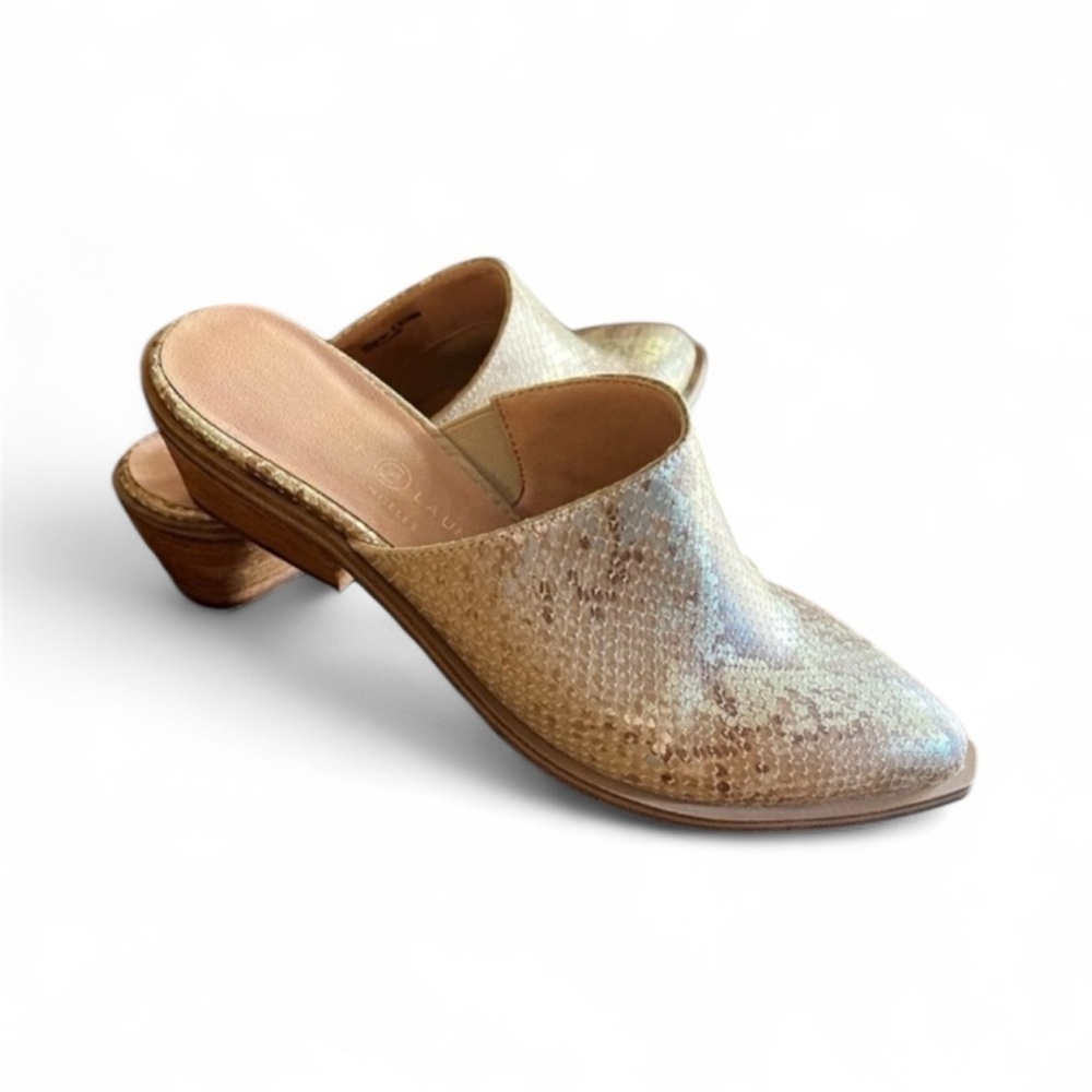 Chinese Laundry Gold Snakeskin Mules